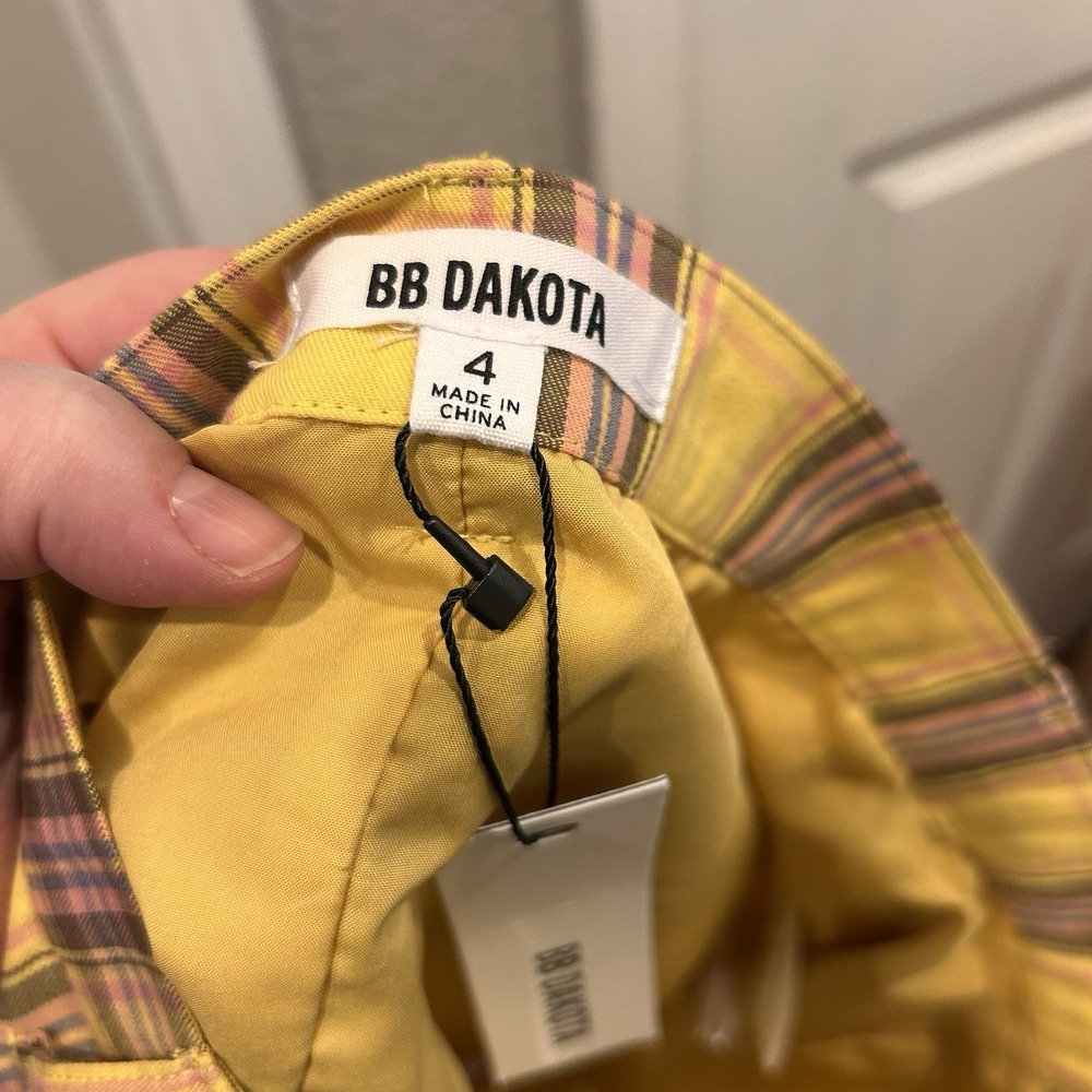 BB Dakota Yellow Plaid Mini Skirt Lemon Drop 4 NWT Grunge Whimsigoth Preppy Y2K - Picture 7 of 8